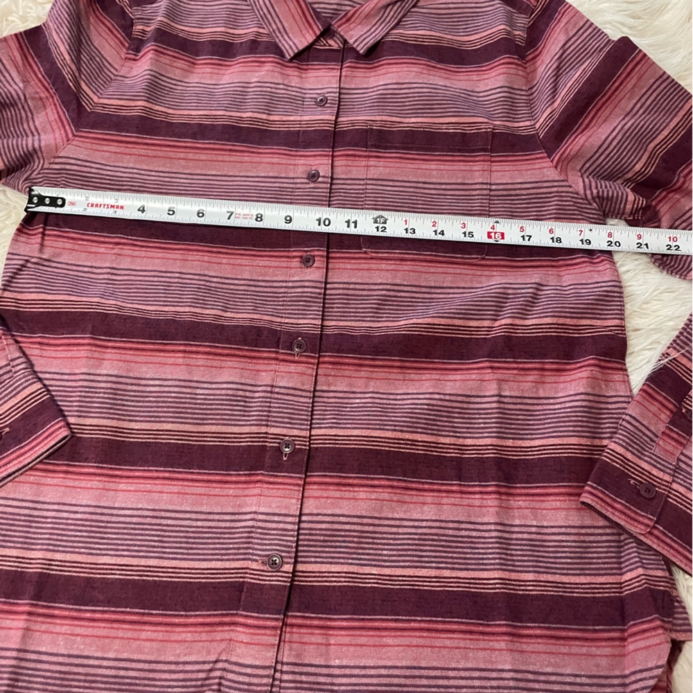 United by Blue women’s flannel sizes M & L organic cotton hemp red earth stripe - Picture 6 of 8